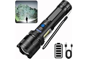 ZEUSFIRE Lampe Torche LED Ultra Puissante, 500000 Lumens Lampe Torche LED Rechargeable, Super Lumineuse 7 Modes Longue Durée, IPX7 Étanche Lamp Torch Pour Camping, Randonnée