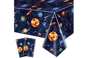 QUERICKY 2 pezzi Tovaglie per feste nello spazio esterno, copritavolo del sistema solare, 130x220cm copritavolo rettangolo per decor per feste di compleanno a tema spaziale per bambini, festa a tema galassia