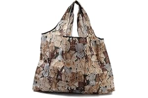 BEEFLYING 3pcs Bolsas de Supermercado de Nailon Ecológicas Plegables Bolsas de Compras Impermeables Reutilizables Bolsas con Patrón de Anclaje con Bolsa Y Asa de Bolsa