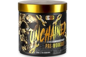 ‎UNCHAINED UNCHAINED Pre Workout Booster mit Koffein | 400 g | Fitness Drink mit L-Arginin, L-Citrulin-Malat & Beta-Alanin | Preworkout Booster für 100% Fokus, Pump & Energy | Black Berries