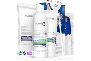 Mr. Fuss® N. 4 – Advanced Pack Steel – Rimozione cuticole – Soluzione attiva ammorbidente rapido 250 ml, balsamo 100 ml, ovatta, raschietto in acciaio