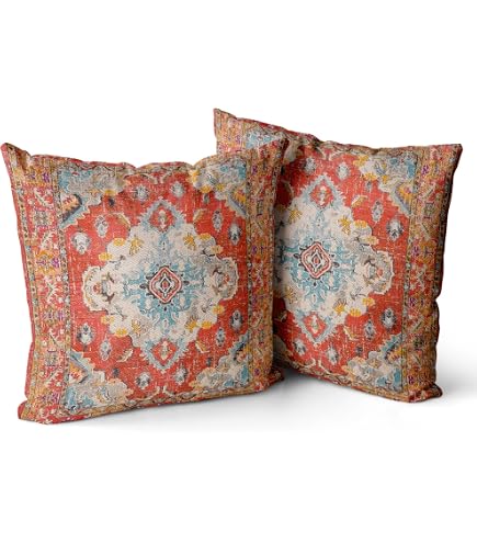 Indische Kissenbezüge 40x40 Cm – Dunkelrosa, Mit Spiegelstickerei | 2er-Set, Baumwolle, Für Sofa & Bett