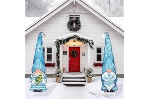Gulfmew 2 Pcs Christmas Gnome Yard Signs 47 Inch Xmas Holiday Large Gnome Santa Yard Stakes Merry Christmas Gnome Yard Signs with Stakes for Winter Outdoor Garden Yard Lawn Patio Christmas