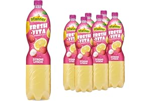‎PFANNER Pfanner Lemon-Lychee Frucht Nektar (6 x 1,5 l) – Mehrfruchtgetränk mit 10% Fruchtgehalt - aus Zitronen und Lychee im Vorratspack