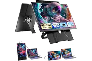 Blackview 16.1 Zoll FHD 1200P Ultradünner Tragbarer Monitor, 360° Drehbarer Magnetständer,Laptop Bildschirm erweiterung für Reise & Büro, Plug & Play - Kompatibel mit Windows/Mac/PC/PS5