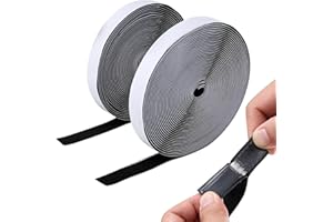 PotentForce 10Mx20MM Bandes de verrouillage,Scratch Autocollant Double Face-Bande Scratch Adhésive, Bande Agrippantes Adhésives Autocollant, Ruban Adhésif Double Face, Bandes avec crochet et boucle.