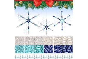 ‎KALOLARY 1104 Stück Christmas Snowflake Wire Forms, Kalolary Xmas Metall Schneeflocke DIY Craft Blue White Pearl Charm 24 Stück Metall Schneeflocken Drähte mit 1080 Perlen Basteln Weihnachtskunst Dekoration