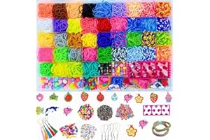 Momo's Den 5500+ Loom Bands Kit - 40 Vibrant Colors Loom Bands – Rubber Bands Bracelet Making Kit with Alphabet Beads, S Hooks and Tools with Storage Box - DIY Arts & Crafts Gift for Girls & Boys