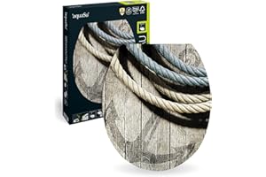 aquaSu® WC-Sitz mit Absenkautomatik, Maritim Motiv Seemannstau, High-Gloss Toilettendeckel mit Holzkern, Fast-Fix, Metallscharnier, Komfort Toilettensitz, Universale Form, Oval, 40293 4