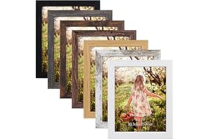 Vasemouh Marcos de Fotos 20x25, Pantalla de Mesa y Colgar en la Pared,7 Colores Diferentes, Portafotos Multiples Pared de Madera con Cristal,Paquete de 7