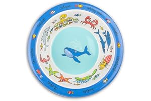 Tyrrell Katz Kids Ocean Printed Bowl in Blue Melamine - Dishwasher Safe Children's Dish Outdoor Dining Tableware Everyday Plate - 16.5 cm Diameter