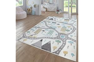 ‎TT HOME TT Home Teppich Kinderzimmer Kinderzimmerteppich Junge Mädchen Kinderteppich Modern Soft, Farbe:Creme 3, Größe:120x160 cm