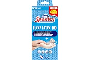 Spontex Guanti in Lattice Flexy Latex x 100 Mapa , Guanti in Lattice, Monouso, 100 Pezzi, Taglia S/M