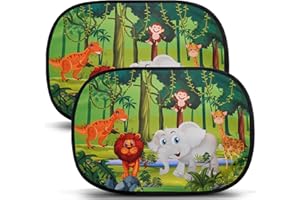 Blissiquee Car Window Shades for Baby, 2 Pack UV-Blocking Mesh Sun Visor, 48x35cm Flexible Design, Animal Patterns & 8 Suction Cups Car Sun Shade for Infant Protection Perfect for Sedan/SUV/Minivan