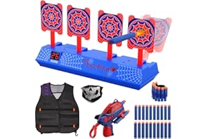 YOTOY Toys for 3+ Year Old Boys: Digital Shooting Target Spider Shooter Targets with Blaster Toy Vest Gifts for Age 3 4 5 6 7 8 9 10 Years Old Kids Teenager Birthday Presents Cool Spidey Outdoor Games
