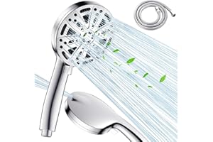 Newrdsss Shower Head and Hose, High Pressure Shower Heads with Hose Set 1.5m Water Saving Shower Head with 10 Spray Modes Adjustable Large Powerful Flow Rain Showerhead for Low Water Pressure