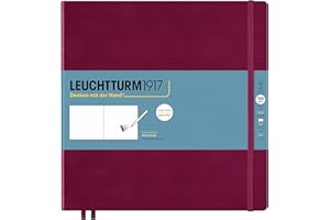 LEUCHTTURM1917 362359 Sketchbook Square (225 x 225 mm), Hardcover, 112 pages (150 g/sqm), Plain, Port Red