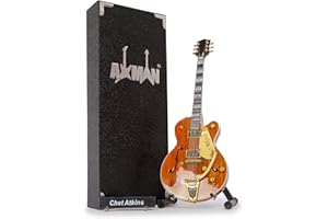 AXMAN Chet Atkins - Réplica de guitarra en miniatura - Regalos musicales - Hecho a mano ornamental escala 1/4 - Incluye una caja de exhibición, etiqueta de nombre y soporte de guitarra en miniatura