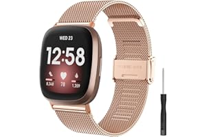 Songsier Fitbit Versa 3 Armband, Damen Herren Edelstahl Handgelenk Metall Ersatzband Armband Klassische Schnalle Armband für Fitbit Versa 4, Fitbit Sense 2, Fitbit Sense
