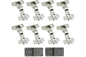 LOOTICH 105 Grado Mezza Battuta Esterna Cerniere per Porte 35 mm senza Ammortizzatore con Chiusura Automatica Cucina Cerniera Armadio Porta per Ante Mobili 8 Pezzi