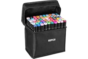 wsryx Colours Art Markers Set, Alcohol Sketch Drawing Twin Markers, Dual Tips Brush Permanent Pens Set for Kids Adults Artist (60 black)
