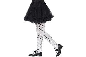 Smiffys Collants dalmatiens 49763 pour enfants, filles, noir et blanc, taille unique