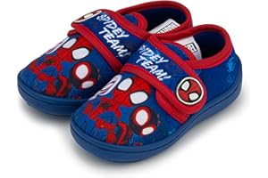 Marvel Spidey and His Amazing Friends Boys Slippers – Blue Toddler House Shoes with Anti-Slip Sole & Strap – Kids Character Slippers UK Sizes 5–11