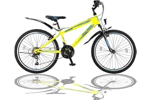 Talson VTT 24" avec suspension de fourche et éclairage 21 vitesses Shimano FST Jaune