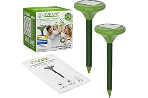 ISOTRONIC Solar LED Maulwurfabwehr Vibrasonic mit Vibrationsmotor 2er Set solarbetrieben Wühlmausfrei Wühlmausschreck Wühlmausvertreiber Maulwurfschreck Schlangenabwehr (2) Testsieger