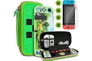 TIKOdirect Carrying Case Accessories for Switch,Portable Travel Case with Soft Protective Case, Screen Protectors and Thumb Grip caps, Green