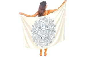 Mandala Life ART Pareo de Playa Para Mujer Boho Bikini Cover Up Cubierta Envolvente Falda Sarong Chal Vestido Piscina Vacaciones De BañadorTraje De Baño Tapiz Bohemio Colgar en la Pared 180x115cm