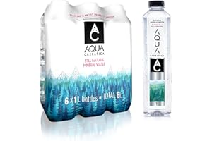 AQUA Carpatica 1L x 6 Pure Natural Still Mineral Water - 6-Pack Bottled Water, Virtually Nitrate Free, Low Sodium, Naturally Alkaline, Natural Electrolytes, Premium Multipack 100% Recyclable
