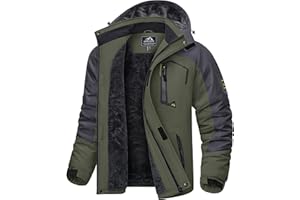 KEFITEVD Giacche in Pile Invernali da Uomo Calde Impermeabili da Sci Termici con Cappuccio Staccabile