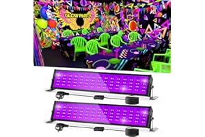 NATPOW 72W Luz Negra,Foco LED UV Lámpara Barre 400-405nm LED Ultraviolet Luces with Plug, Waterproof Fluorescent Light for Halloween Aquarium Bar Neon Colors Disco (Pack of 2)