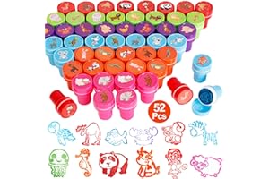 JEFFOUOO 52 Stück Stempelset Tiere Stempel Kinder,SelbstfäRbende Stempelset Tiere Kinderstempel,Tiere Niedliche Spielzeugstempel für Kinder Party Favor,Schulpreise,Geburtstagsgeschenk,Lernen Requisiten (B)