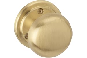 URFIC Satin Brass Mortice Knob Door Handle for Internal and External Doors Set of 2 knobs for Wooden Kitchen Cupboard, Bathroom, Bedroom Interior Cabinet, and UPVC Exterior Shed Doors.