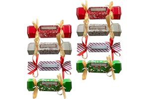 LLUOXI 8PCS Christmas Money Pull Box Money Candy Box for Christmas Party, Creative Cash Gift Cracker with 80 Clear Bags for DIY, Fun Holiday Saving Bank for Kids & Adults, Xmas Party Present