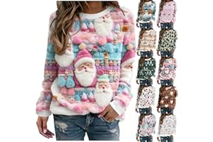 BAUENIEROY Christmas Jumpers for Women UK Ladies Jumpers Loose Fit Long Sleeve Crewneck Sweatshirts Hoodies Fashion Xmas Tree Graphic Pullover Casual Lightweight Shirt Activewear Outfits Clothing