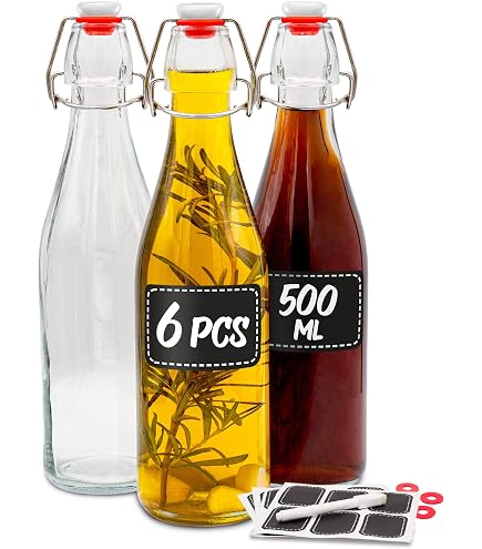 HEFTMAN Lot 6 Bouteilles Sensorielles 400ml Plastique PET Avec Couvercles - Transparentes Bouchon Vissé
