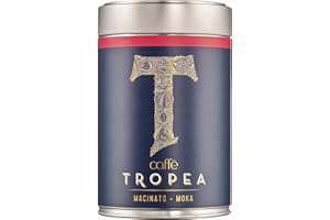 CAFFE TROPEA Caffè Tropea Ground Coffee for Moka Pot - Medium to Dark Roast Italian Espresso Coffee Ground - Robusta & Arabica Strong Coffee Ground - 227g Tin Moka Grind Coffee
