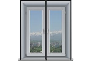 HOUVOU Zanzariera A Tenda Per Porta Finestra Anti Gatto 80x140 Cm Nero,Zanzariera Finestra Cerniera Trasparente Impedendo Agli Insetti Di Entrare Per Finestre Di Diverse Dimensioni