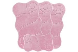 EMMAHOME ROMANY GYPSY CARAVAN MICROFIBER WASHABLE MATS 4pcs SET, 75x125cm - 18mm THICKNESS, Floppy (Pink)