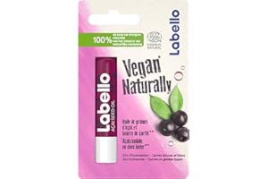 NIVEA Labello Vegan Naturally Baies d’Açaï (1 x 4,8 g), Baume à lèvres teinté à la formule naturelle, Soin des lèvres hydratation 24H au beurre de karité et huile d’açaï