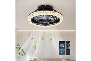 JIINOO Ceiling Fans with Lights,Black Ceiling Fan with LED Light,60W Modern Dimmable Ceiling Fan,Adjustable Wind Speed with Remote Control, 360° Rotating Ceiling Fan for Living Room,Bedroom