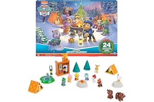 PAW Patrol Adventskalender 2023 - 24 Spielzeug-Überraschungen für eine fantasievolle Winterwelt, 7 Welpenfiguren, Tierfiguren