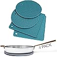 Silicone Trivets for Hot Dishes and Hot Pot Holder - Multipurpose Silicone Pot Holders for Kitchen Heat Resistant (2 Pcs Round 17.7 cm + 2 Pcs Square 18.5 cm - Teal)