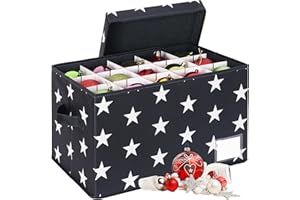 Relaxdays Christmas Storage Box, 30 Baubles, HxWxD: 26.5 x 42.5 x 26 cm, Polyester, Cardboard, Grey, Plastic