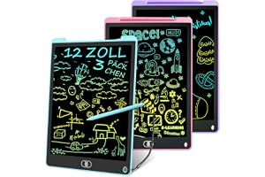 3 Stück LCD Skrivbord för Kinder 12 Tum, Maltavel | Återanvändbar, Maltavel för Kinder med Avslutningsbar Lösningsknapp, Leksaker Gåvor för Büro, Skola, Hem