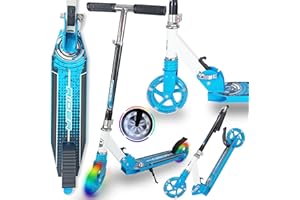 WeLLIFE |Monopattino per Bambini in Alluminio| Ruote luminose a Led grandi 145 mm| Monopattino in Alluminio| Altezza Regolabile per Ragazzi