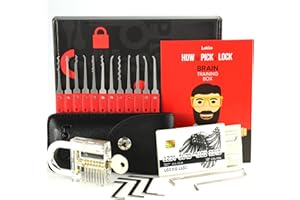 Lokko Lock Picking Kit 20+ pc Lock Pick Set + Fully Illustrated Booklet, Practice Lock, Tension Tools - Red